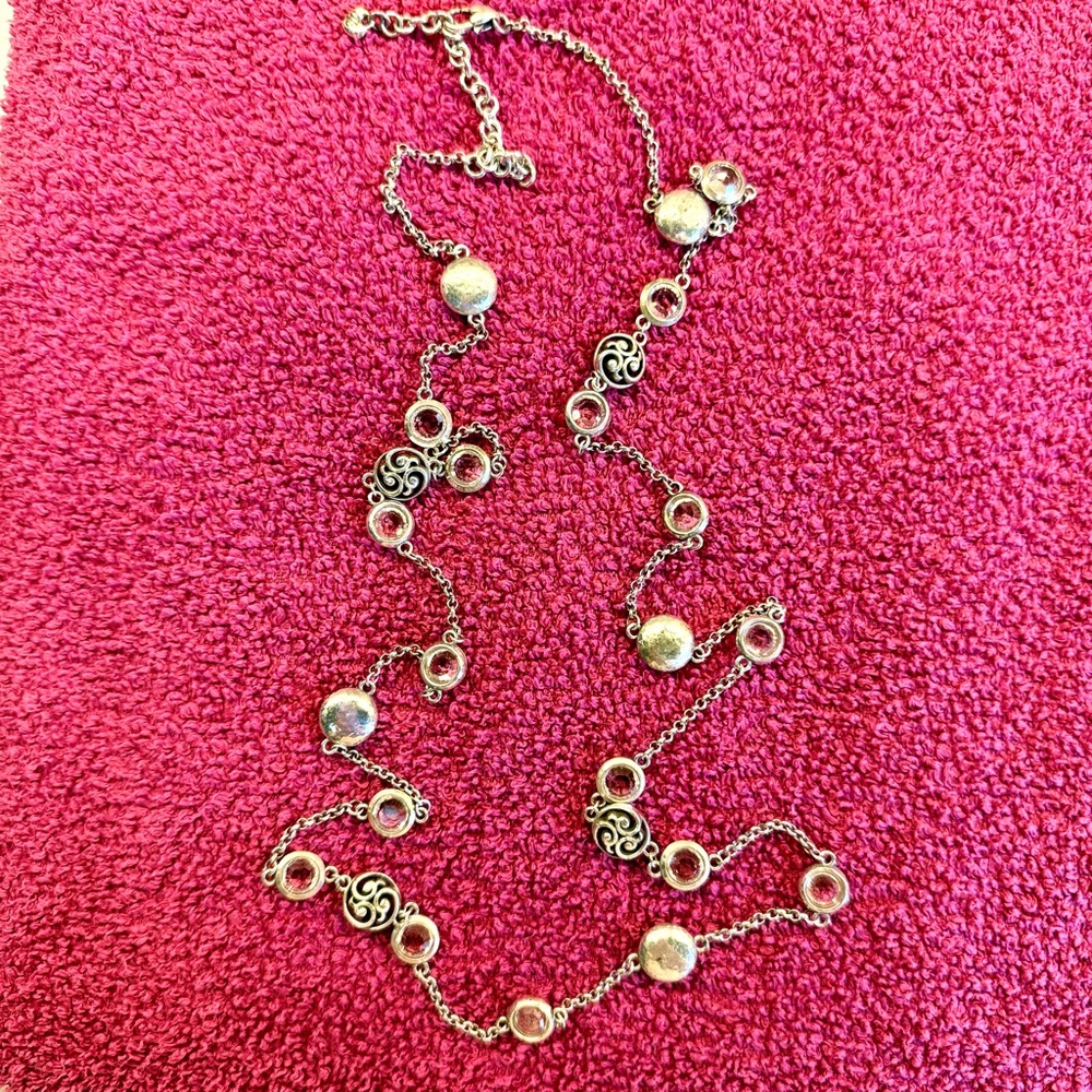 Brighton Long Silver and Crystal Necklace